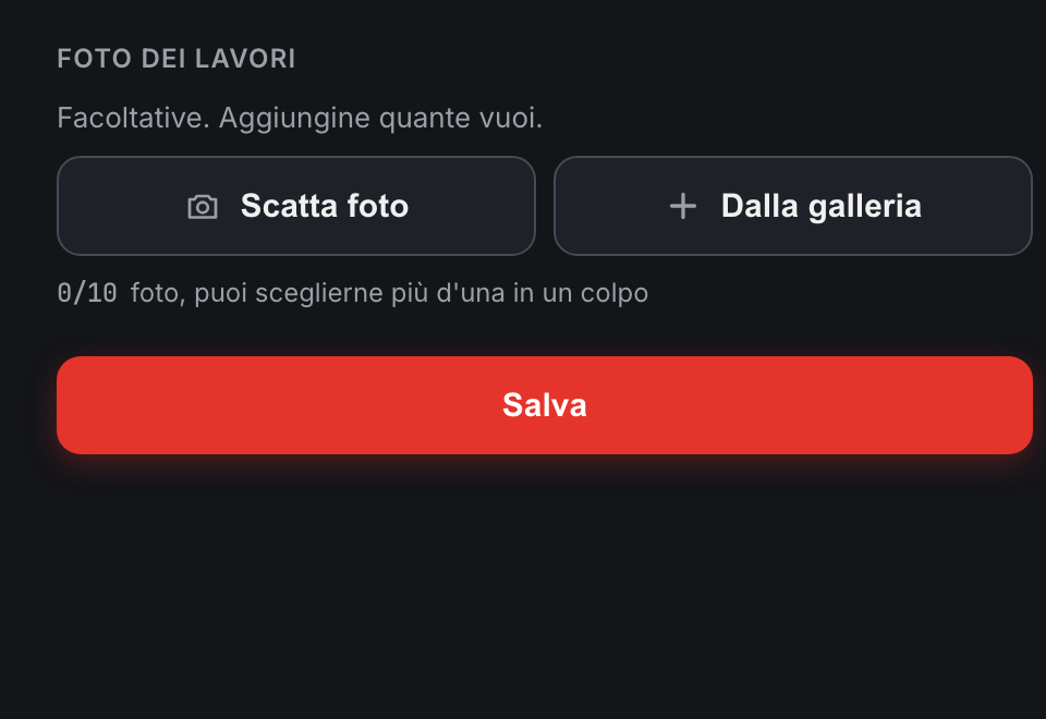 Two buttons, take a photo or pick from the gallery, with the chosen photos as thumbnails